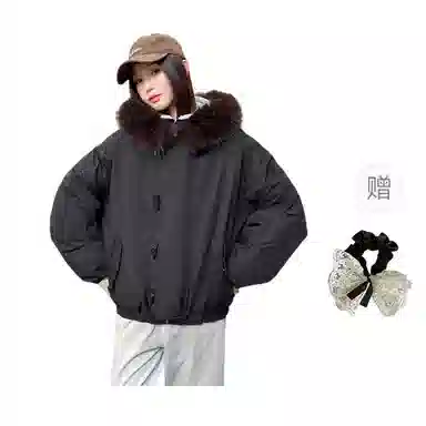 涂诗菲 宽松毛领长袖棉服 女款