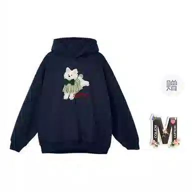 棉购 连帽加绒加厚潮牌学生美式卫衣 女款