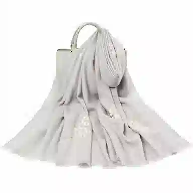 一米画纱 中式古典国风花卉贴花结婚喜宴亲肤防风保暖披风优雅精致外搭 绵羊毛 披肩 女款