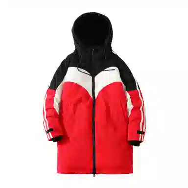 FORHUG Basic Unisex Colorblock Pocket Hooded Down Jacket