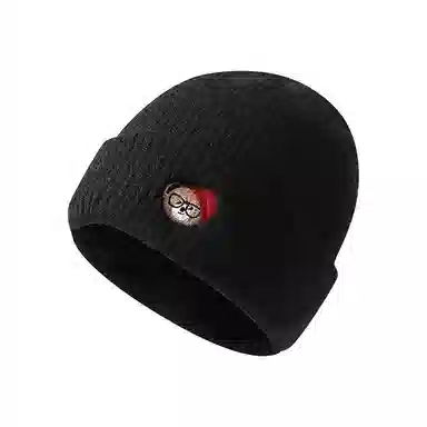 浪莎 日系卡通小熊刺绣简约轻奢感时尚出街百搭大头围堆堆显脸小 聚酯纤维 绒线帽 男女同款情侣款