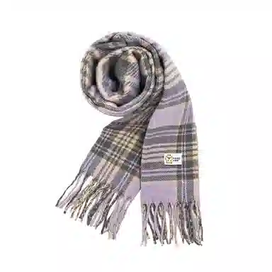 卡皮巴拉小黄豚 韩版美拉德复古格子防风保暖加厚高级氛围感百搭经典设计 聚酯纤维 绒线围巾 男女同款情侣款