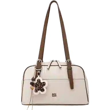 稻草人 花样豹纹挂件百搭时尚甜酷少女通勤精致波士顿包 合成革 单肩包 常规 女款 多色