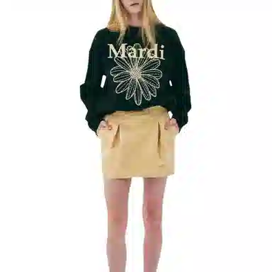 MARDI MERCREDI SS25 SWEATSHIRT FLOWERMARDI NEEDLEWORK_BLACK LEMON