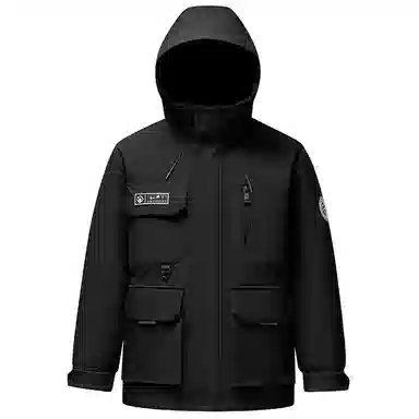 鸭鸭 紫钻系列 中青年时尚韩版潮流连帽厚款冬季外套户外防风防寒保暖中短款多口袋工装风羽绒服 男女同款