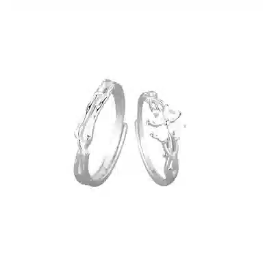 【闪电发货|纯银999】 琉堇 恋心四叶草连理枝冷淡风荆棘缠绕创意设计优雅时尚日常百搭对戒#桃花运 足银 戒指 男女同款情侣款