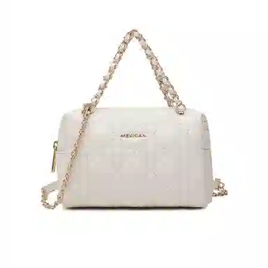 稻草人 小香风菱格经典不过时百搭实用通勤链条斜挎包 牛皮 手提包 常规 女款 米色/黑色/安可拉红