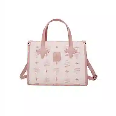 稻草人 可爱星星小众设计少女出游通勤简约百搭 聚氯乙烯革 手提包 常规 女款 米白/浅粉色/灰蓝