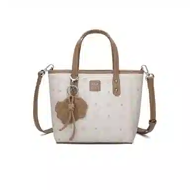 稻草人 徽章小狗挂件简约时尚通勤出游实用 聚氯乙烯革 手提包 女款 杏色/粉色