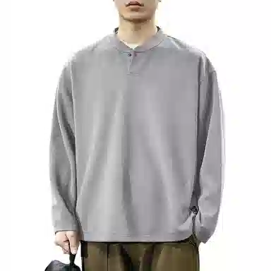 遨宇 秋季美式经典复古潮牌极简风轻奢高级感亨利领潮流男宽松套头休闲户外长袖通勤百搭外套卫衣 男款