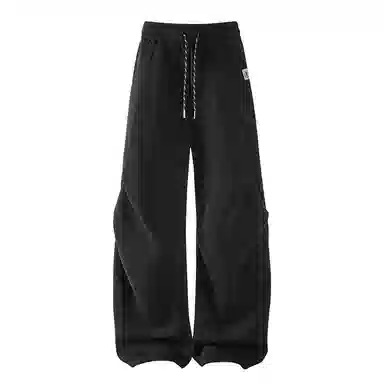 【dme】 纯色基础款松紧腰系带简约卫裤褶皱设计垂感百搭柔软舒适松弛感宽松直筒运动休闲裤 男女同款