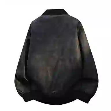 洋气先生 洋气美式痞帅学院风棒球服扎染设计少年感高颜值纯色拉链长袖休闲舒适耐磨防风保暖日常通勤简约百搭加绒外套夹克 男女同款