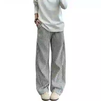 Gu Huo Fishbone Stripe Chenille Pants