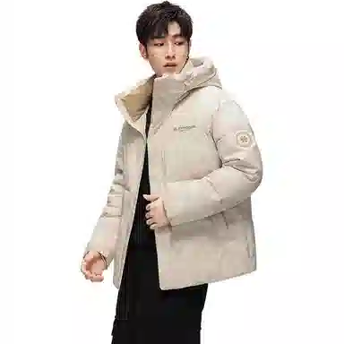 鸭鸭 青年时尚韩版潮流短款连帽户外运动休闲百搭防寒保暖迷彩面包羽绒服 男女同款