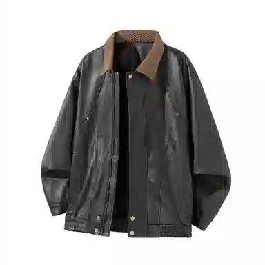 路杰邦 美式经典复古软男宽松机车服潮牌硬汉皮夹克外套男春秋款皮衣 男款