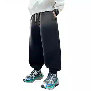 时尚帅气加绒渐变字母印花加厚运动裤 冬