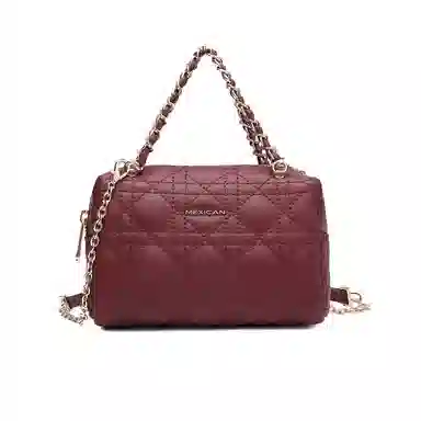 稻草人 小香风菱格经典不过时百搭实用通勤链条斜挎包 牛皮 手提包 常规 女款 米色/黑色/安可拉红