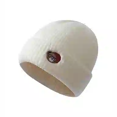 浪莎 日系卡通小熊刺绣简约轻奢感时尚出街百搭大头围堆堆显脸小 聚酯纤维 绒线帽 男女同款情侣款