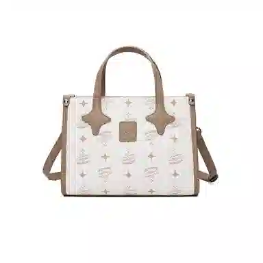 稻草人 可爱星星小众设计少女出游通勤简约百搭 聚氯乙烯革 手提包 常规 女款 米白/浅粉色/灰蓝
