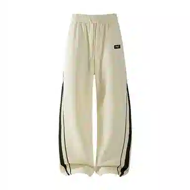 【dme】 美式潮牌高街复古纯色拼接撞色设计感宽松阔腿卫裤松紧腰百搭舒适透气垂感直筒休闲裤 男女同款