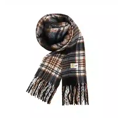 卡皮巴拉小黄豚 韩版美拉德复古格子防风保暖加厚高级氛围感百搭经典设计 聚酯纤维 绒线围巾 男女同款情侣款