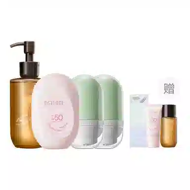 柳丝木 胶囊防晒乳变色隔离卸妆油护肤套装 美白滋润清洁