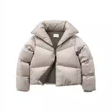 BENMYSHOWER Plaid Lined Short Down Jacket