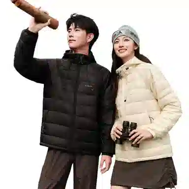 鸭鸭 户外运动连帽纯色羽绒服 男女同款