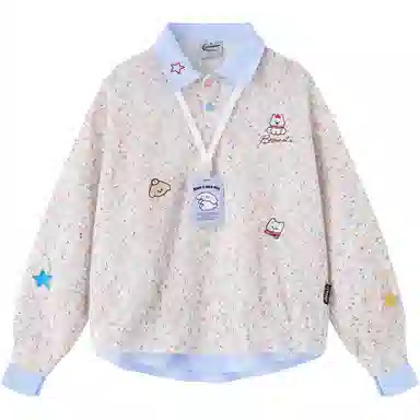 THREE Star Dog Embroidered Knit Sweatshirt