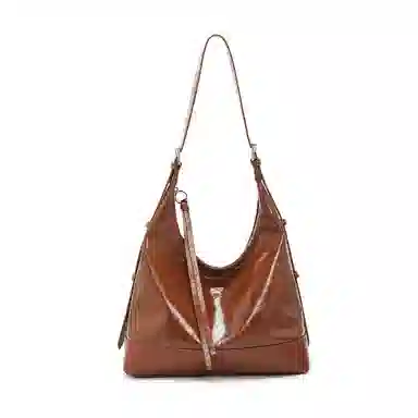 老人头 复古时尚通勤高级质感休闲百搭小众设计腋下包 牛皮革 单肩包 常规 女款 黑色/咖啡色/焦糖色