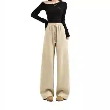 莫代尔 美式街头风低腰竹节面料抽绳香蕉裤休闲裤 女款