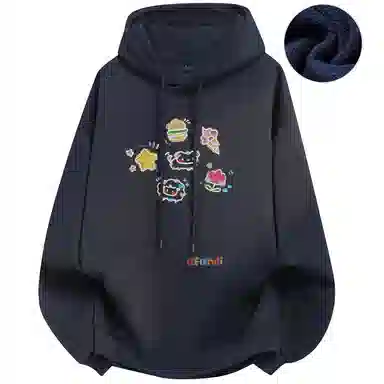 阿凡迪 校园童趣【重磅华棉】美式简约基础款卡通动物字母撞色仿刺绣高级感印花高街个性潮流百搭通勤无性别宽松连帽卫衣 男女同款