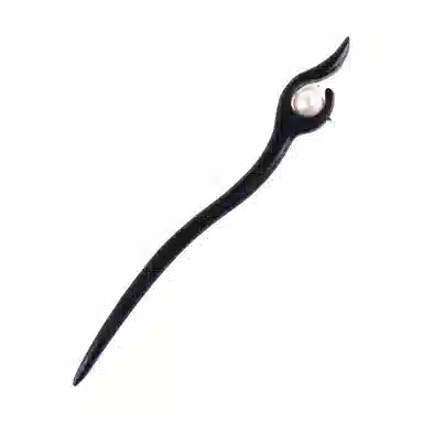 暖瞳 珍珠日常通勤新中式木簪子 古风独特设计高级感盘发头饰 气质优雅精致发型点缀簪子 黑檀木 发簪 女款