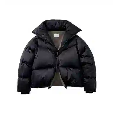 BENMYSHOWER Plaid Lined Short Down Jacket