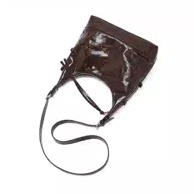 老人头 复古时尚通勤高级质感休闲百搭小众设计腋下包 牛皮革 单肩包 常规 女款 黑色/咖啡色/焦糖色