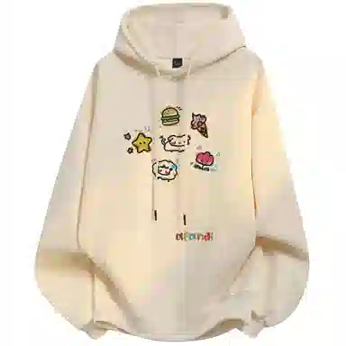 阿凡迪 校园童趣【重磅华棉】美式简约基础款卡通动物字母撞色仿刺绣高级感印花高街个性潮流百搭通勤无性别宽松连帽卫衣 男女同款