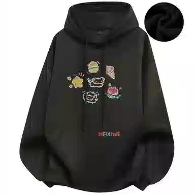 阿凡迪 校园童趣【重磅华棉】美式简约基础款卡通动物字母撞色仿刺绣高级感印花高街个性潮流百搭通勤无性别宽松连帽卫衣 男女同款