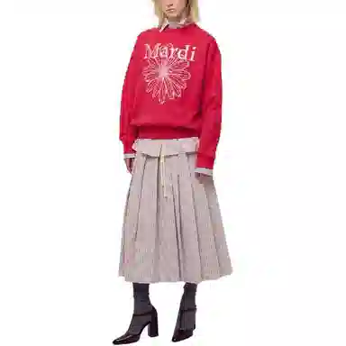 MARDI MERCREDI FW25 SWEATSHIRT FLOWERMARDI NEEDLEWORK_RED PINK