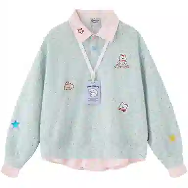 THREE Star Dog Embroidered Knit Sweatshirt