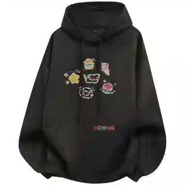 阿凡迪 校园童趣【重磅华棉】美式简约基础款卡通动物字母撞色仿刺绣高级感印花高街个性潮流百搭通勤无性别宽松连帽卫衣 男女同款