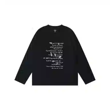 Cotton Aesthetic Letter Print Long Sleeve Tee