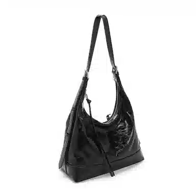 老人头 复古时尚通勤高级质感休闲百搭小众设计腋下包 牛皮革 单肩包 常规 女款 黑色/咖啡色/焦糖色