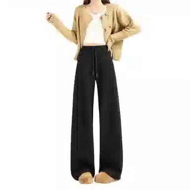 莫代尔 美式街头风低腰竹节面料抽绳香蕉裤休闲裤 女款