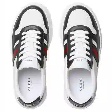 Gucci Leather Round Toe Low Top Sneakers Black