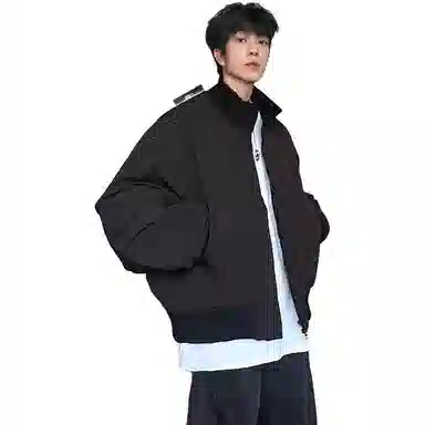 黑马漫画 美式廓形飞行男宽松秋冬加厚保暖棉衣潮牌高街夹克棉服 男女同款