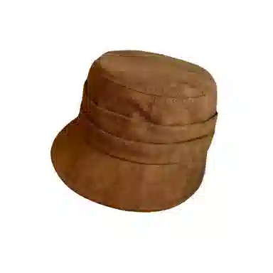 冠辉 中古风褶皱设计平顶帽显脸小氛围感日系复古咖色 麂皮绒 帽子 男女同款情侣款