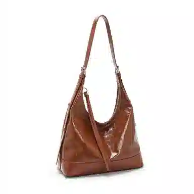 老人头 复古时尚通勤高级质感休闲百搭小众设计腋下包 牛皮革 单肩包 常规 女款 黑色/咖啡色/焦糖色