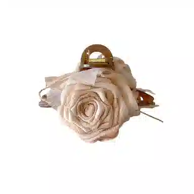 水中玉 干枯玫瑰花朵抓夹复古气质后脑勺盘发发卡高级感鲨鱼夹 发夹 女款