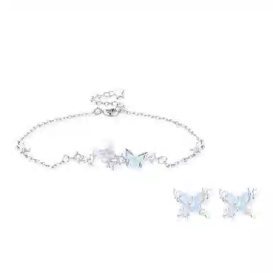 【纯银999|鸢尾蝶影】 凤祥囍事 老凤祥 夜光小蝴蝶翩翩腕链会发光的手饰 甜美极光蝴蝶礼赠爱人 轻奢高级感设计可调节#好运 足银 手链 女款