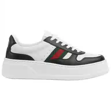 Gucci Leather Round Toe Low Top Sneakers Black